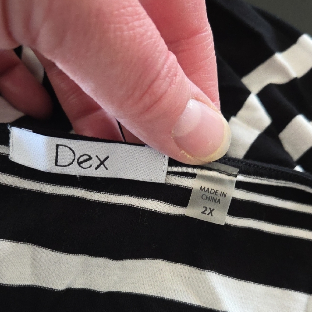 Dex 2x Black and White Striped Maxi Dress - Picture 3 of 4